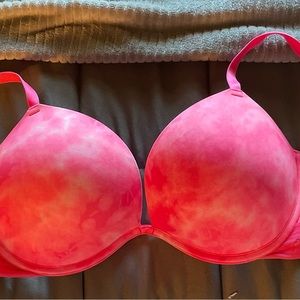 Victoria Secret PINK 36D Push up bra hot pink and white tie dye